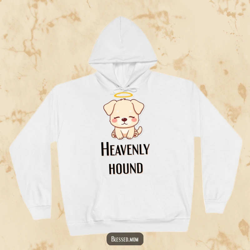 Funny Dog Halo Hoodie: Kawaii dog with a halo looks serenely peaceful, offering comfort and calm. An ideal funny gift.