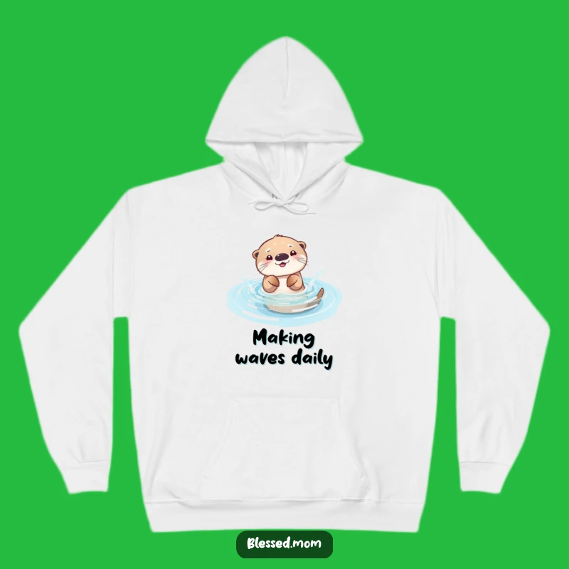 Funny Otter Mom Hoodie: Playful Splasher Comfort, Sparkling Pool Fun Gift