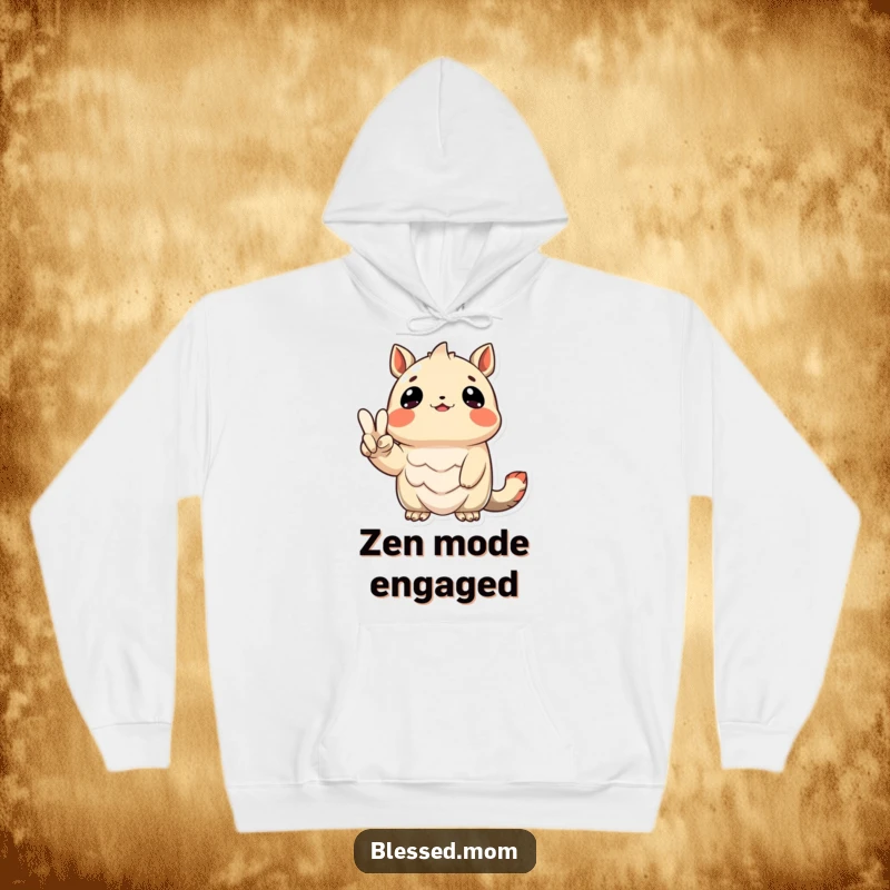 Funny Hoodie featuring a grateful creature holding a peace sign, perfect for staying warm and spreading positive vibes.