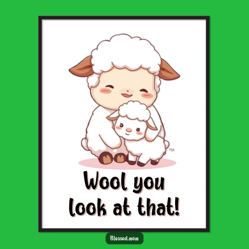 Free Printable Sheep Art: Cozy Mom & Lamb Nuzzle Wall Decor Downloadable