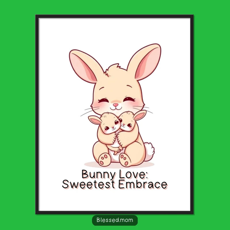 Free Printable Wall Art: Loving Bunny Mom Baby Hug LOL Humorous Downloadable Decor
