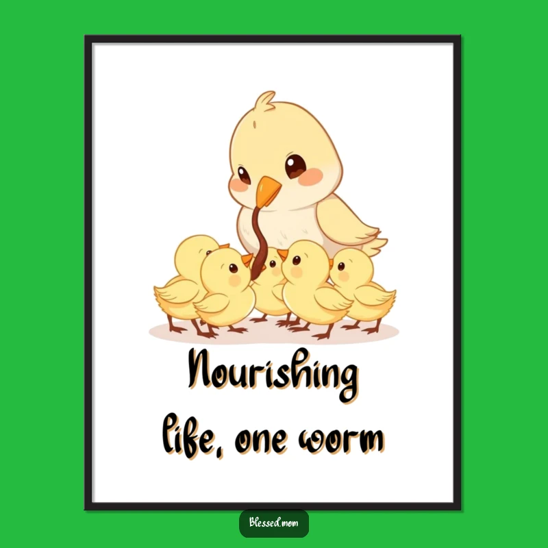 Funny Free Printable Bird Wall Art: Feeding Scene downloadable home decor