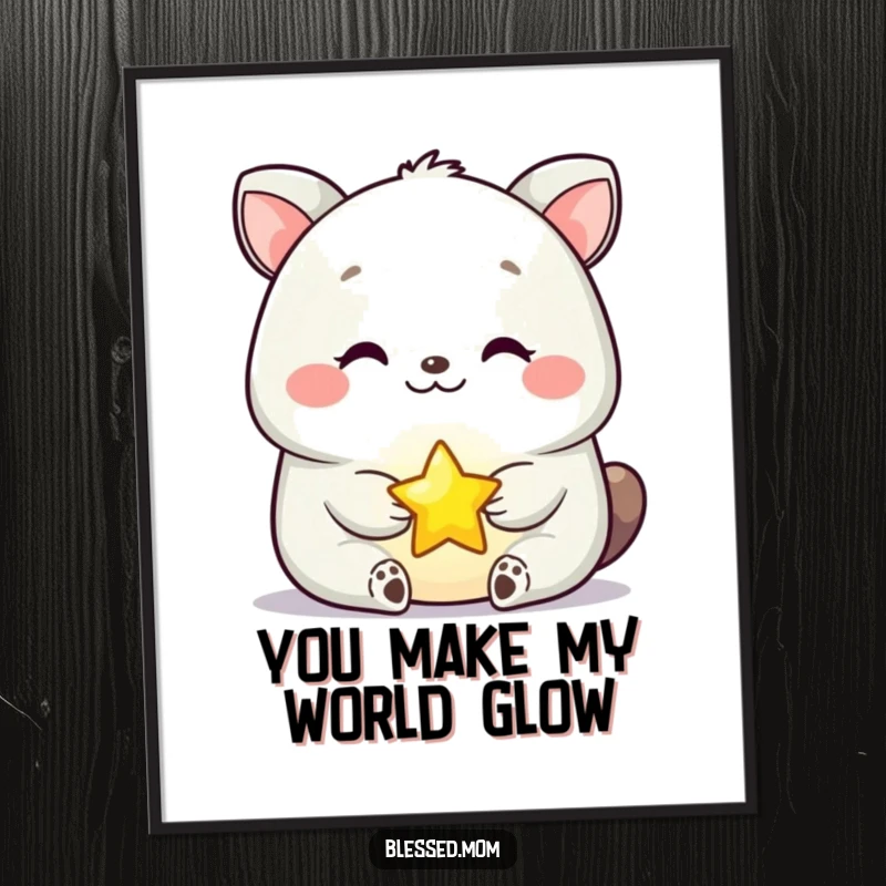 Funny Free Printable Wall Art: Serene animal holding a tiny glowing star, peaceful expression, calming downloadable art.