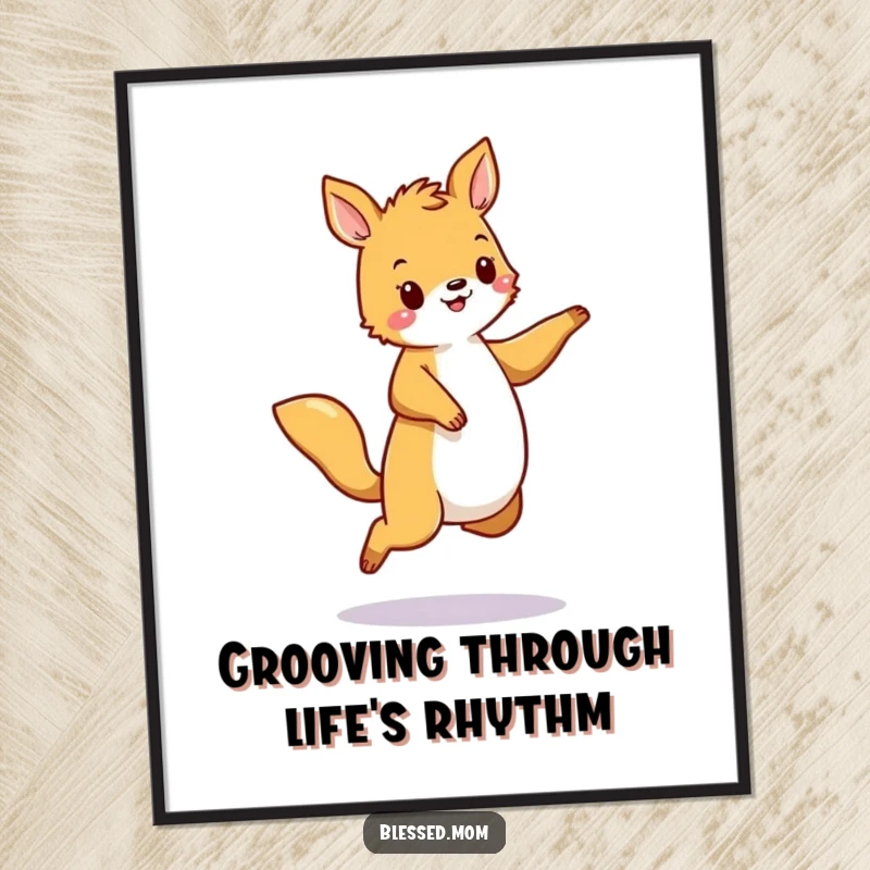 Funny Free Printable Wall Art showing an animal happily dancing with a subtle, joyful sway.