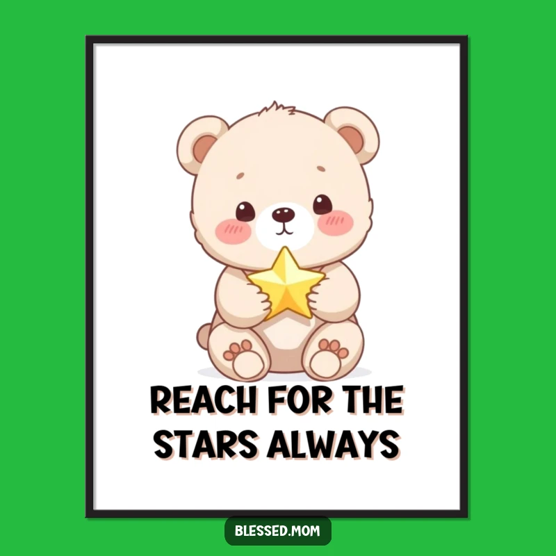 Free Printable Wall Art: Funny Star Bear Cub Art, Cute Downloadable Decor