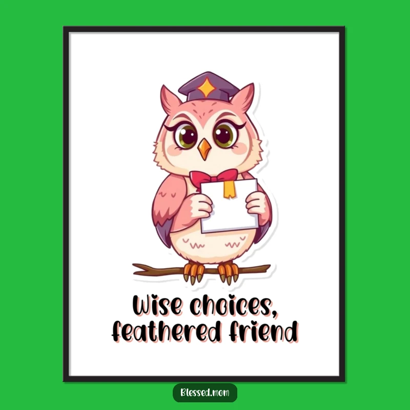 Free Printable Owl Art: Smart Mom & Diploma Funny Wall Decor Downloadable