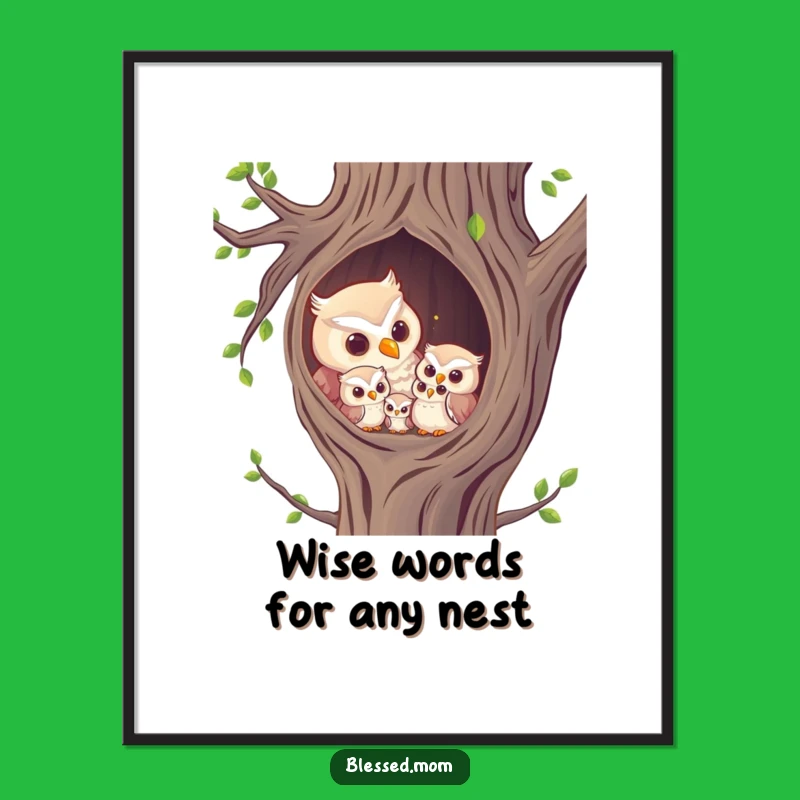 Charming Free Printable Owl Mom Wall Art - Cozy Owlets Downloadable Decor