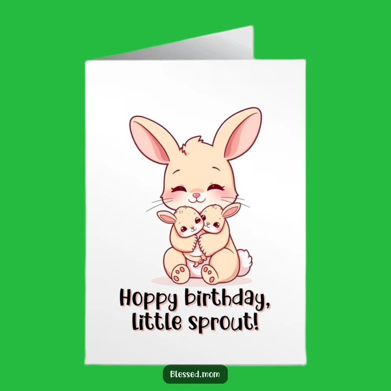 Free Printable Adorable Bunny Mom Birthday Card: Sweet Embrace LOL Downloadable Gift