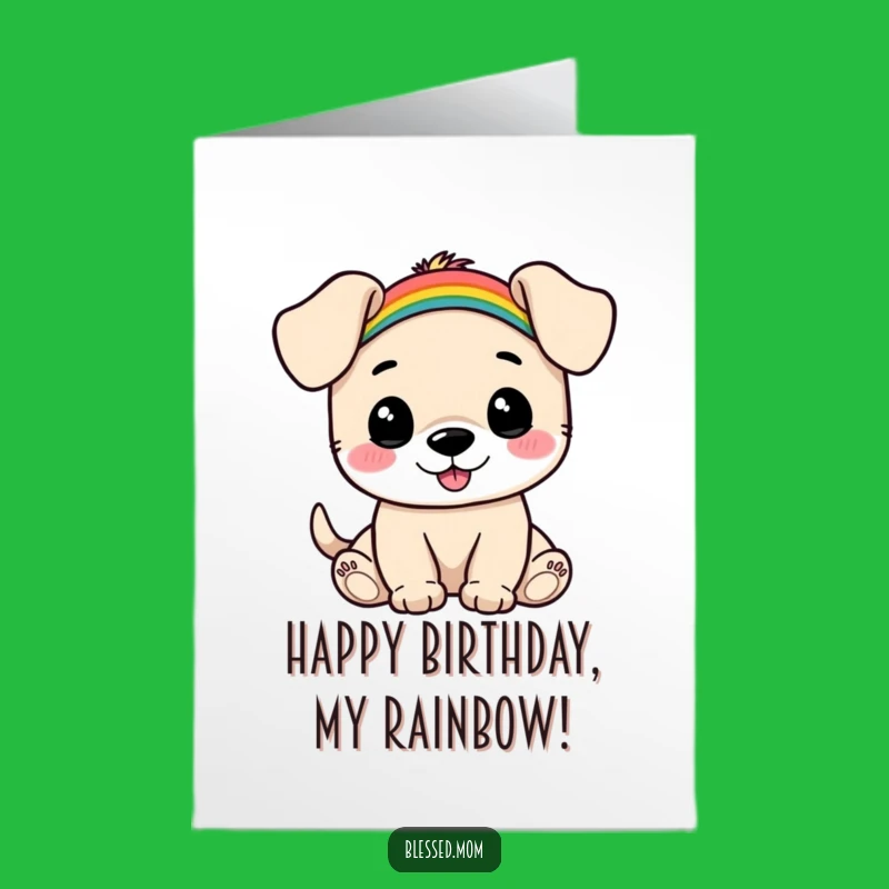Free Printable Birthday Card: Rainbow Puppy Gift, Cute Downloadable