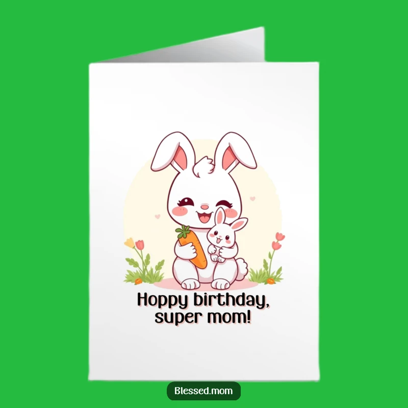 Free Printable Bunny Mom Birthday Card - Cute Baby Carrot Downloadable Design