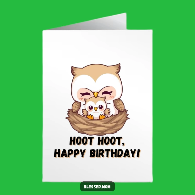 Free Printable Birthday Card: Funny Owl Mom & Baby, Perfect DIY Downloadable Gift