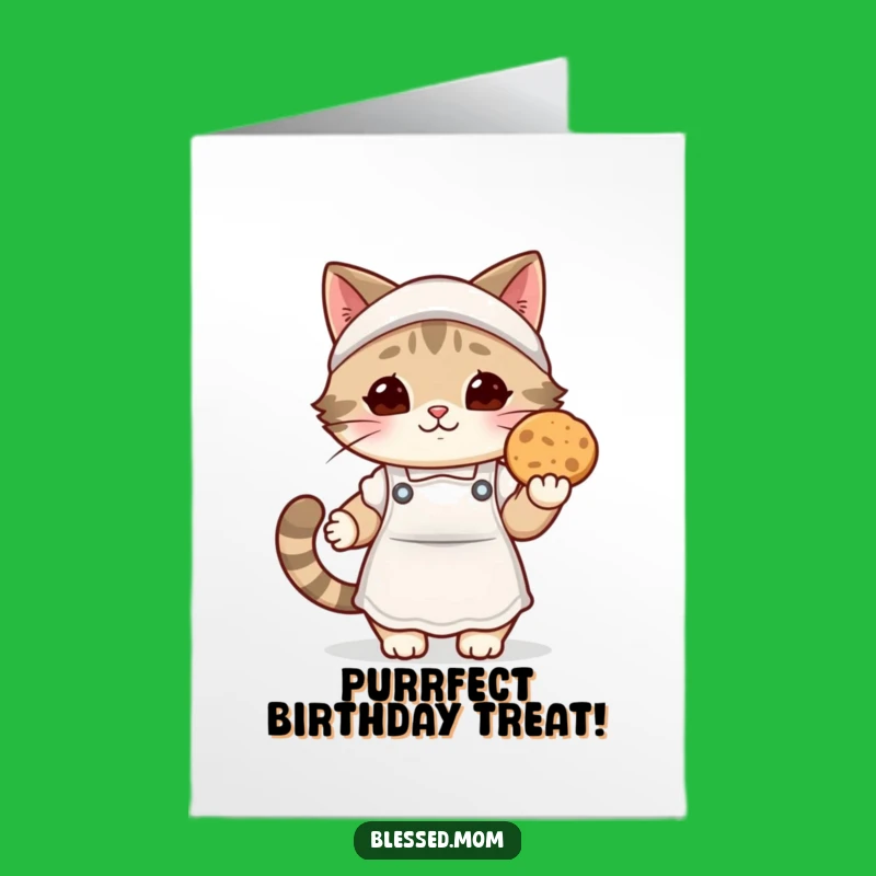 Free Printable Cat Mom Birthday Card: Cozy Cookie Treat Downloadable Gift