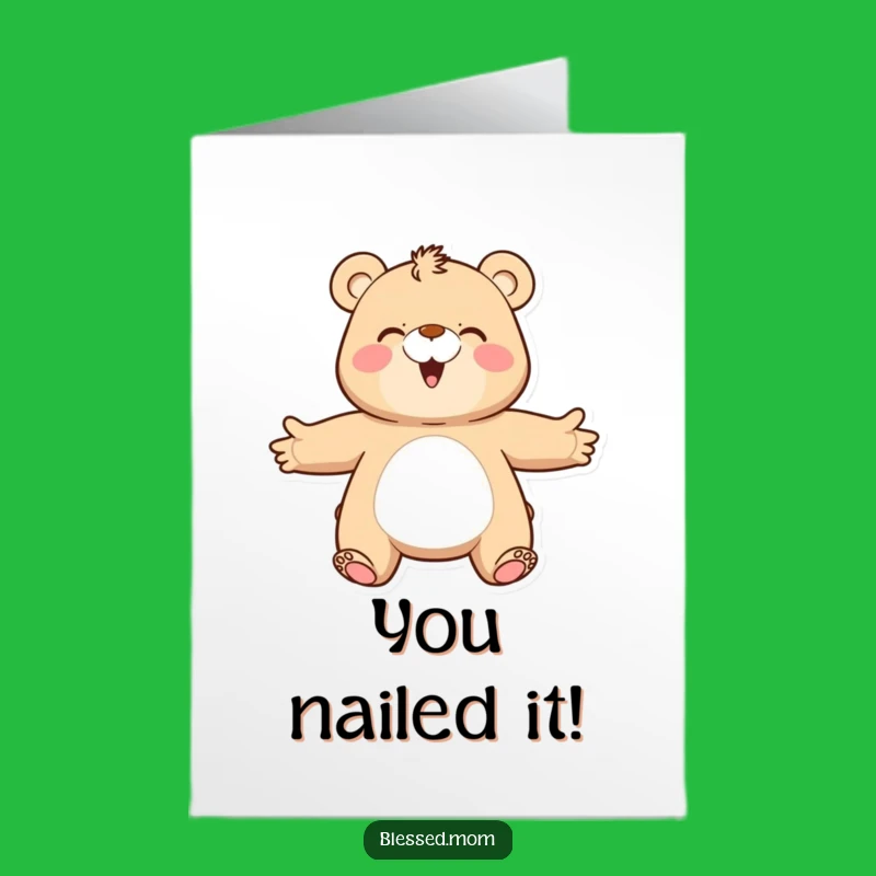 Free Printable Bear Mom Congratulations Card: Hug for Success Downloadable