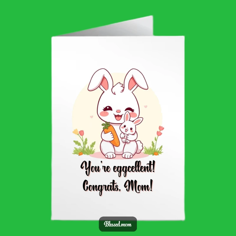 Free Printable Bunny Congrats Card - Sweet Baby Carrot Downloadable Design