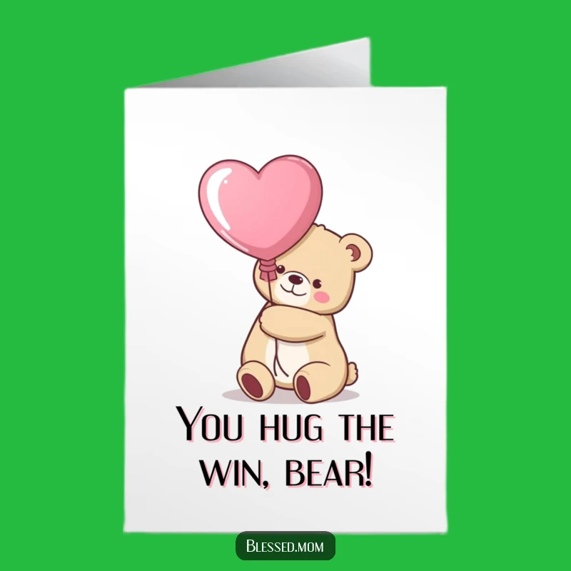 Free Printable Kawaii Bear Mom Congrats Card - Joyful Balloon Hug Downloadable
