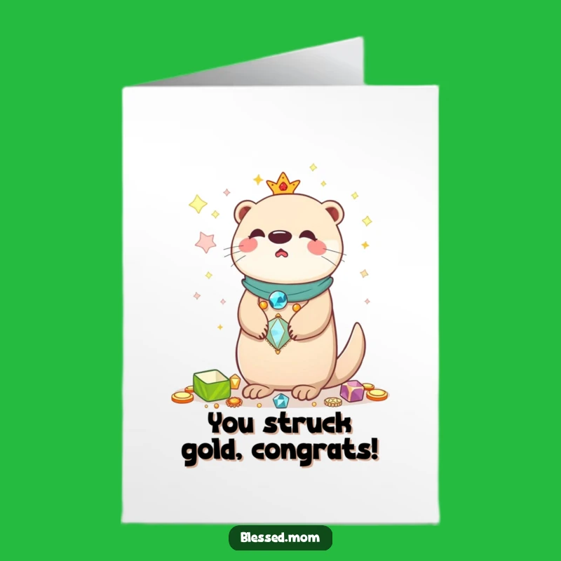 Free Printable Kawaii Otter Mom Congrats Card: Gleaming Success, Funny Downloadable Gift