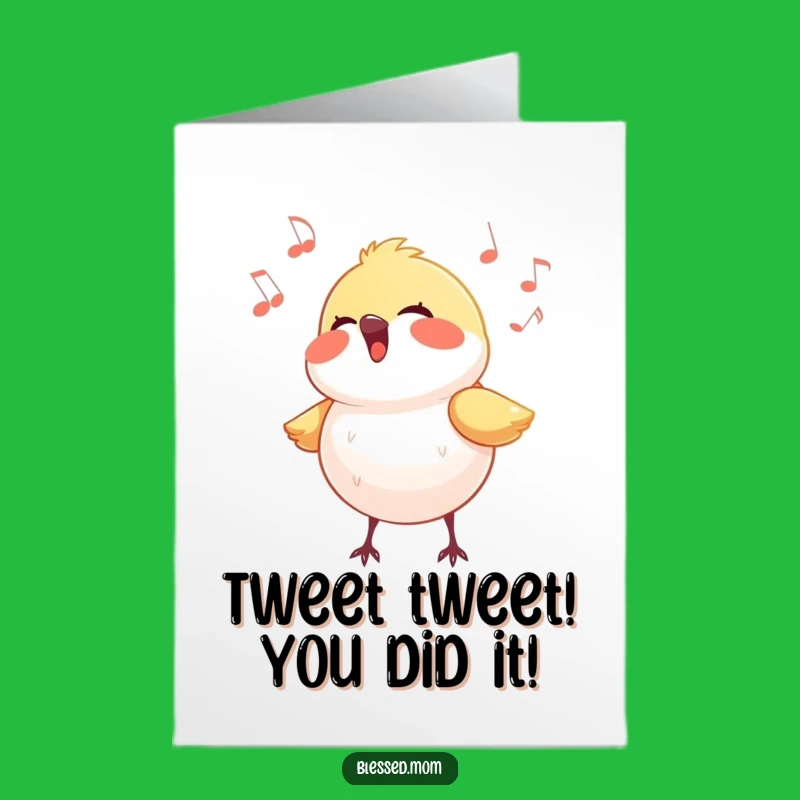 Funny Free Printable Congrats Card: Joyful Bird's Song for Your Big Win!
