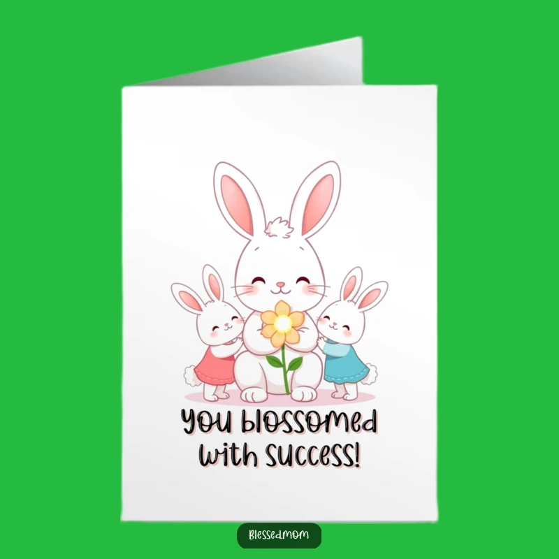 Free Printable Kawaii Bunny Mom Congrats Card - Sparkling Flower Downloadable