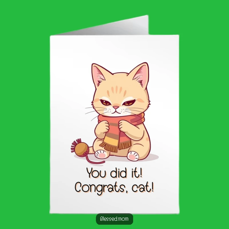 Free Printable Knitting Cat Congrats Card - Crafty Downloadable Design