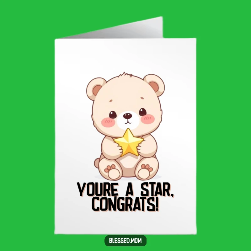 Free Printable Congrats Card: Star Bear Cub Celebration, Downloadable Gift