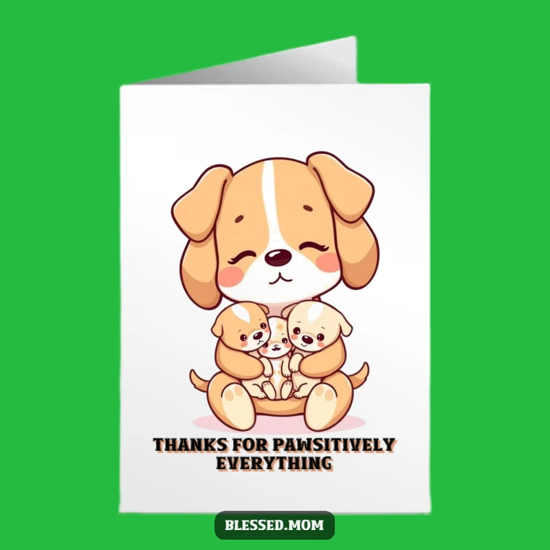 Free Printable Kawaii Dog Mom Thank You Card - Sweet Puppy Appreciation Downloadable
