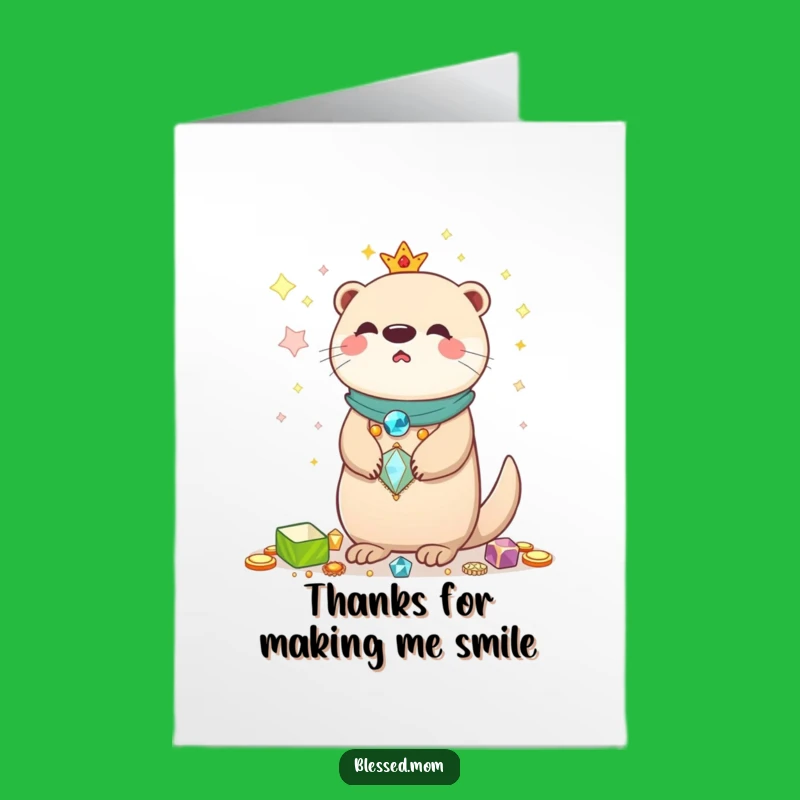 Free Printable Kawaii Otter Mom Thank You Card: Precious Thanks, Funny Downloadable Gift