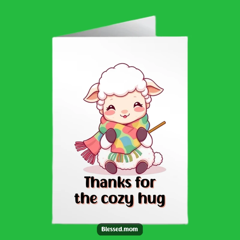 Free Printable Kawaii Sheep Mom Thank You Card: Cozy Thanks, Funny Downloadable Gift