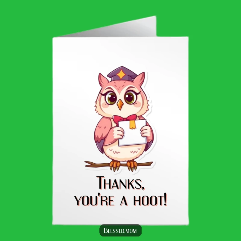 Free Printable Owl Thank You Card: Grateful Mom & Diploma Appreciation Downloadable