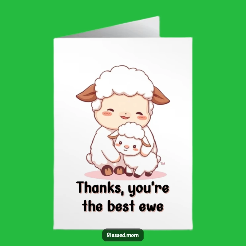Free Printable Sheep Thank You Card: Cozy Mom & Lamb Gratitude Downloadable