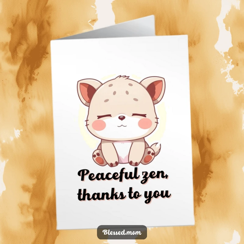 Funny Free Printable Thank You Card with a peaceful animal, eyes shut in contentment, radiating soft light and thanks.