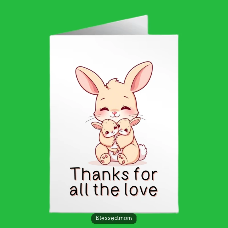 Free Printable Bunny Mom Thank You Card: Loving Embrace LOL Downloadable