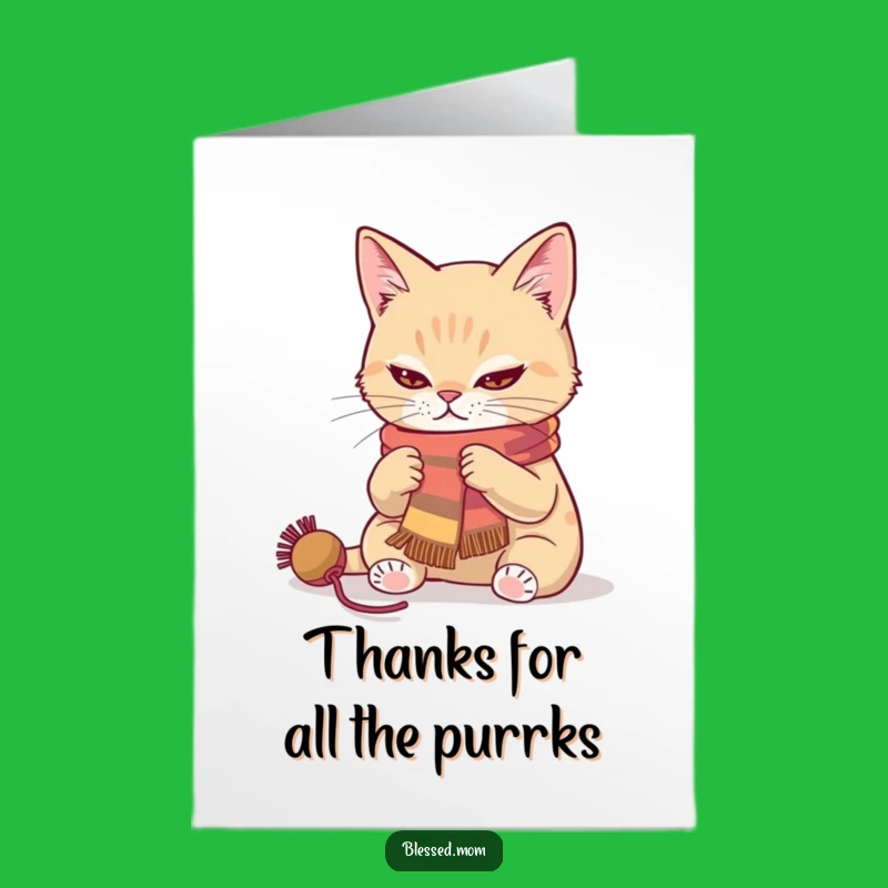 Free Printable Knitting Cat Thank You Card - Adorable Downloadable Design