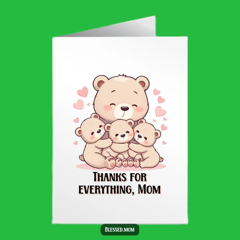 Free Printable Bear Thank You Card - Heartfelt Hugs Downloadable Design
