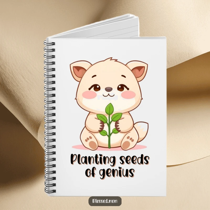Funny Notebook with an animal holding a sprout, symbolizing growth and potential. Ideal for journaling. A thoughtful funny gift.