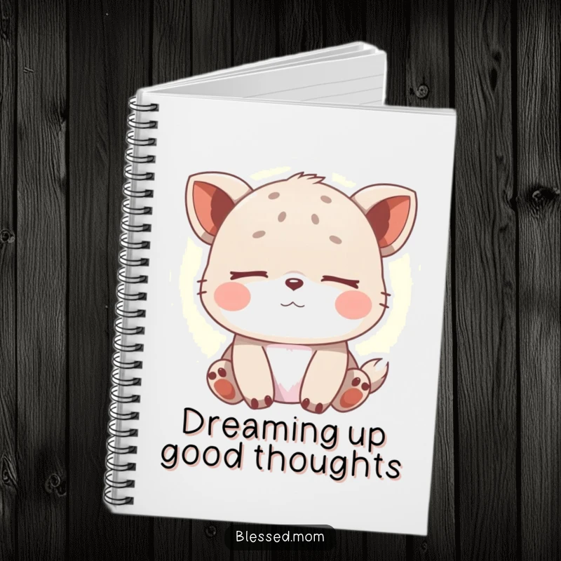 Funny Notebook with a peaceful animal illustration, surrounded by soft light, perfect for jotting notes. A serene and funny gift.