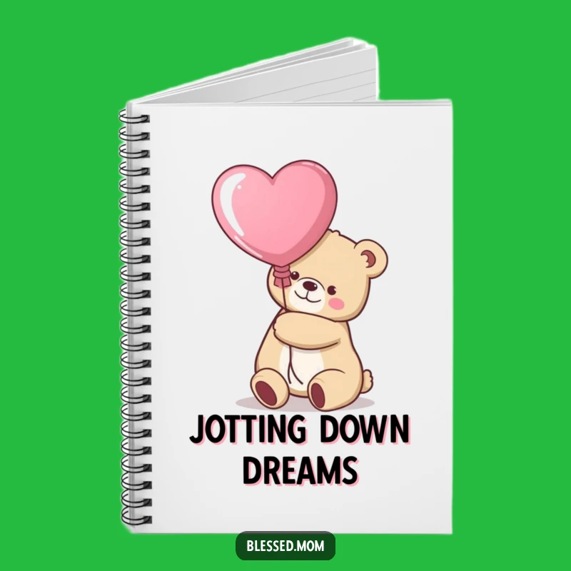 Funny Kawaii Bear Mom Notebook - Heart Balloon Journal for Moms
