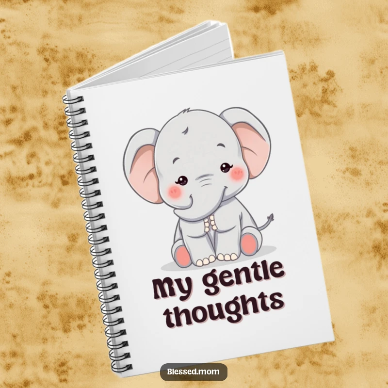 Funny Kawaii Elephant Mom Notebook: Adorable elephant mom giving a comforting trunk pat, ideal for journaling with warmth and care.