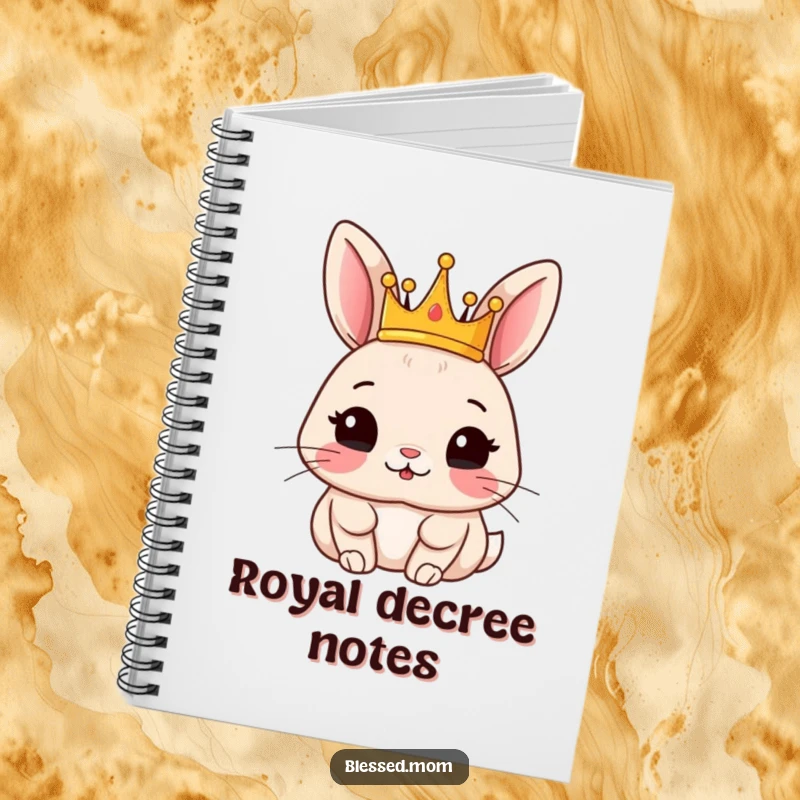 Funny rabbit notebook with a content rabbit wearing a crown, perfect for jotting down royal ideas.