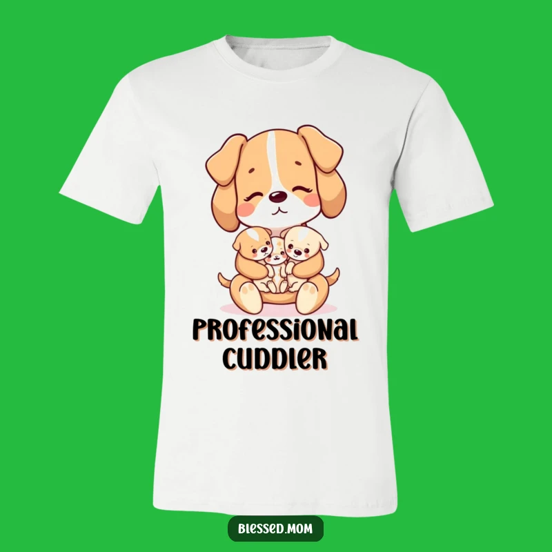 Funny Kawaii Dog Mom T-Shirt - Cute Puppy Holding Tee for Moms