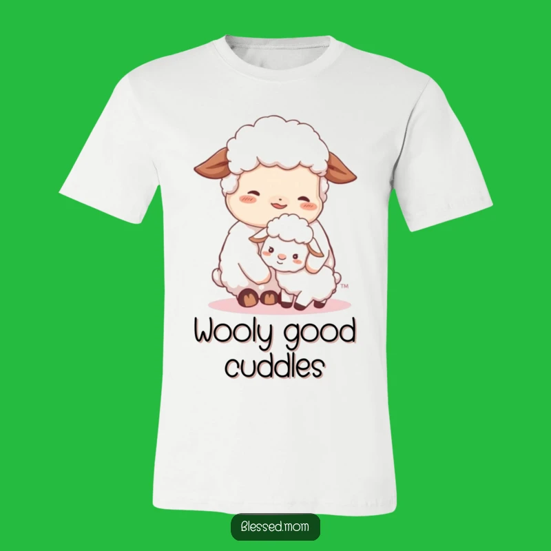 Contented Sheep Mom T-Shirt - Soft Nuzzle Graphic Tee for Moms