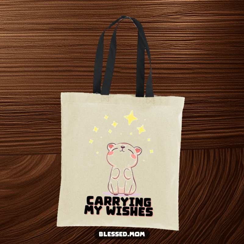 Funny Tote Bag with an animal looking up at stars, symbolizing hope and wonder. A practical and funny gift.