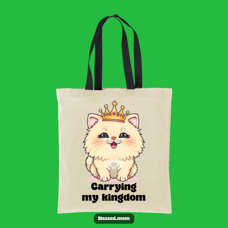 Funny Cat Crown Tote Bag - Stylish & Humorous Royal Feline Carry-all