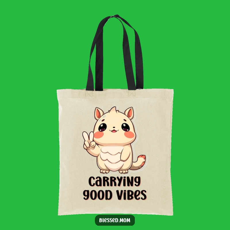Funny Creature Peace Sign Tote Bag: Carry Your Gratitude and Essentials with Style
