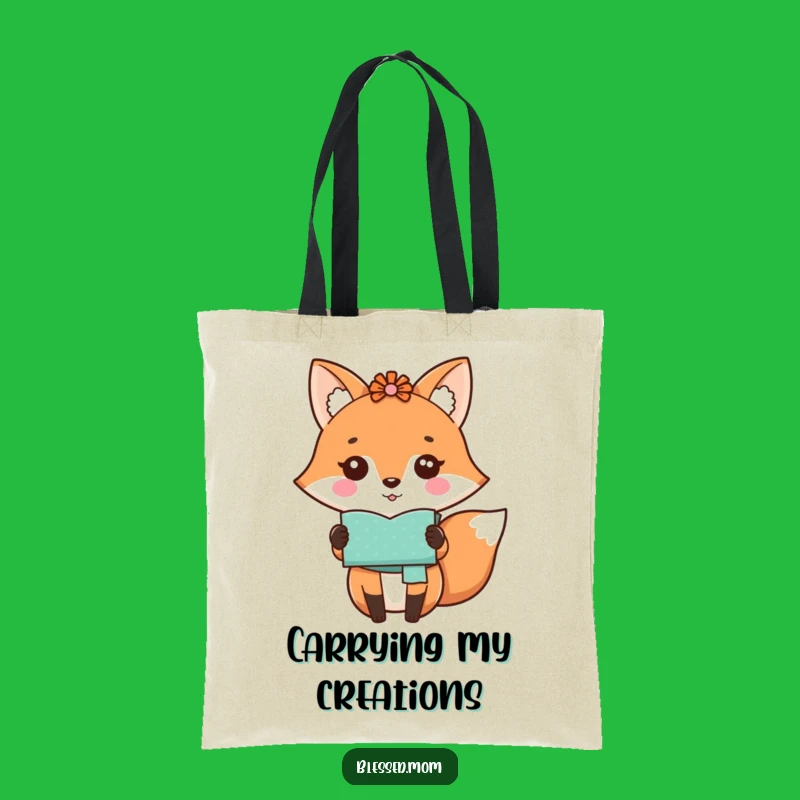 Funny Kawaii Fox Mom Tote Bag - Handmade Craft Carrier