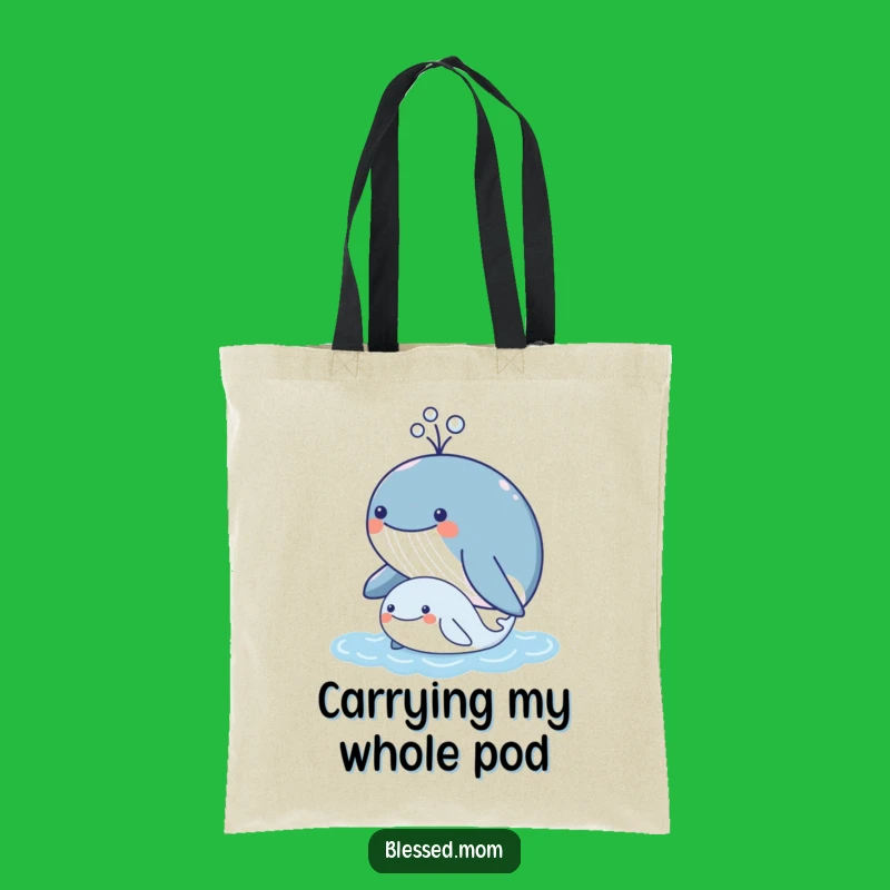 Funny Kawaii Mom Whale Tote Bag - Cute & Spacious Ocean Carryall Gift