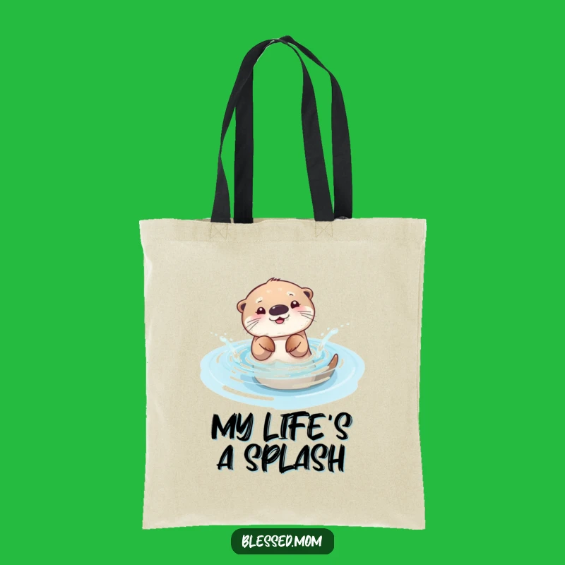 Funny Otter Mom Tote Bag: Playful Splasher, Sparkling Pool Carry-All Gift